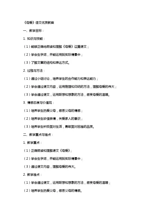 《母爱》语文教案