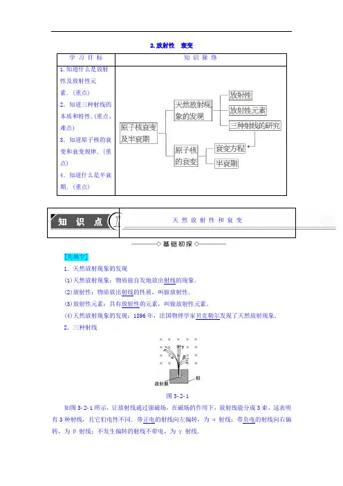 第3章 2.放射性 衰变 能级  知识点讲解汇总附练习 高中物理选修3-5 Word版含答案