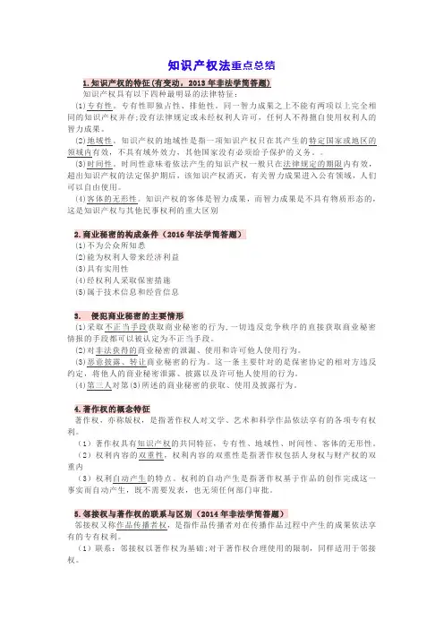 知识产权法重点串讲