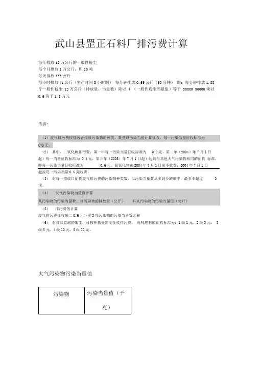 排污费计算实例