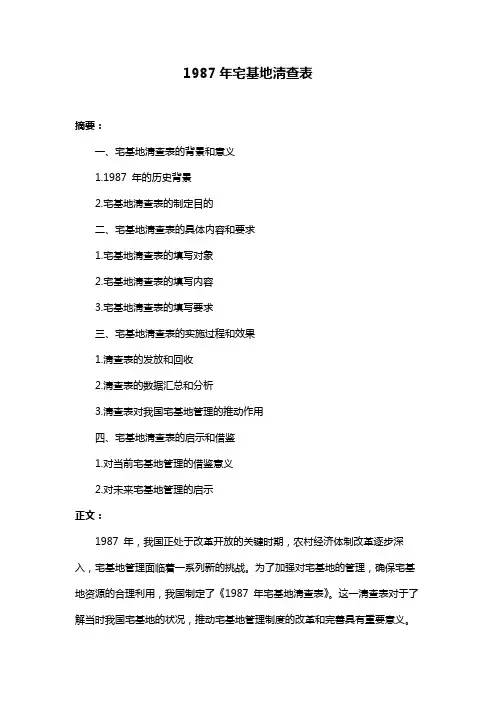 1987年宅基地淸查表
