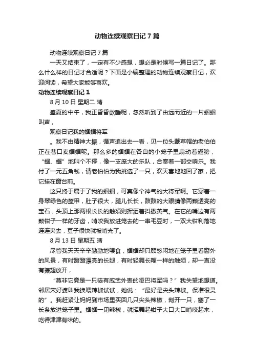 动物连续观察日记7篇