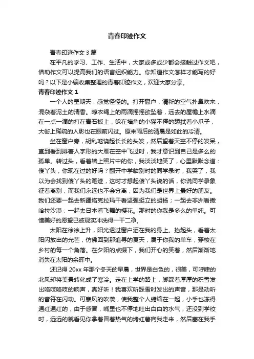 青春印迹作文3篇