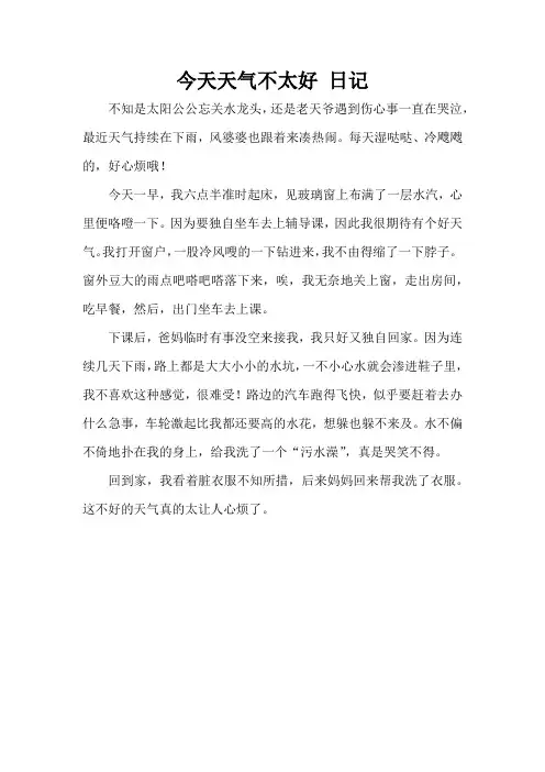 今天天气不太好 日记