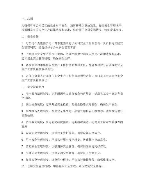 母子公司安全管理制度