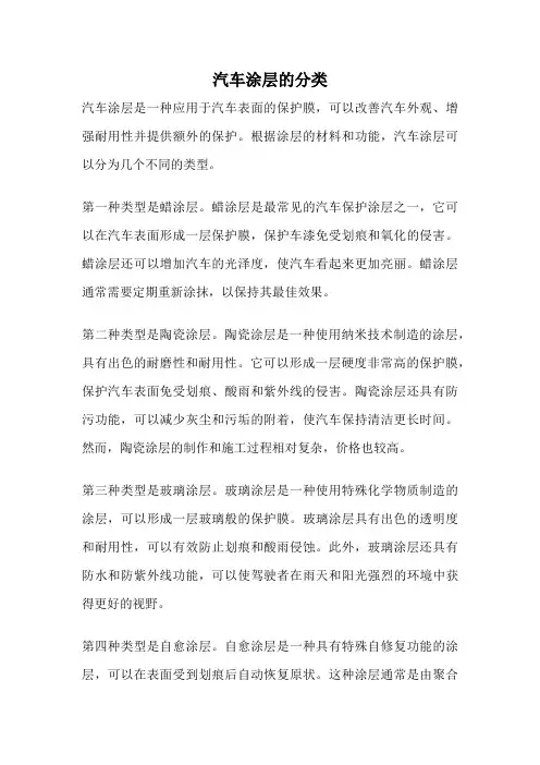 汽车涂层的分类