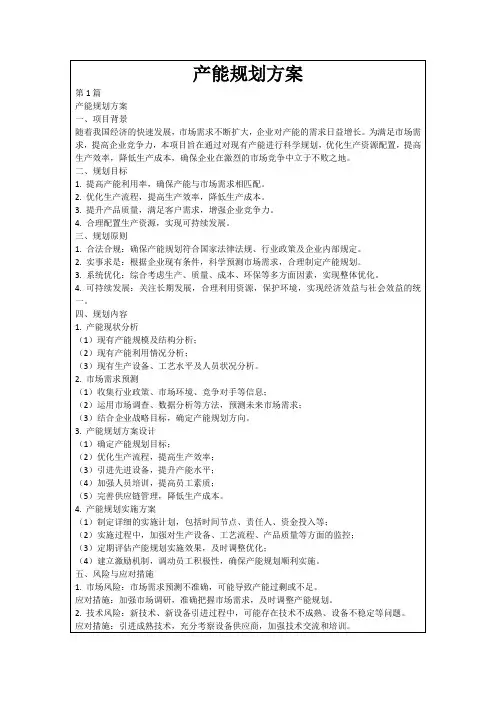 产能规划方案