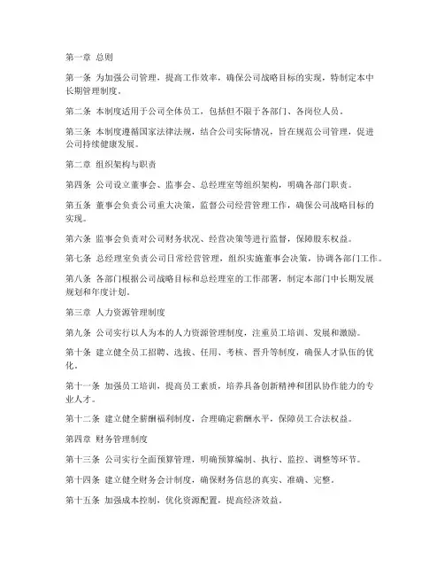 公司中长期管理制度范本