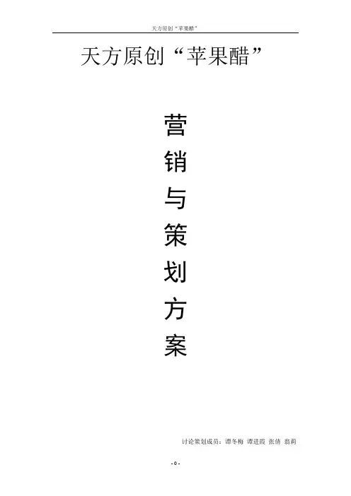 天方原创苹果醋营销策划方案