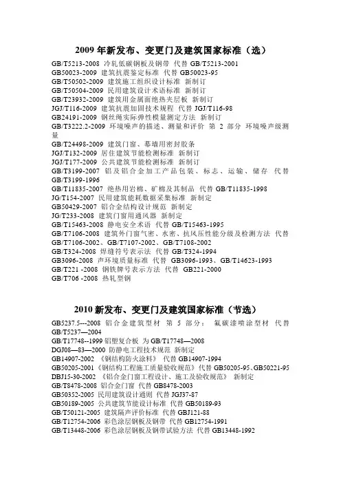 门窗相关标准