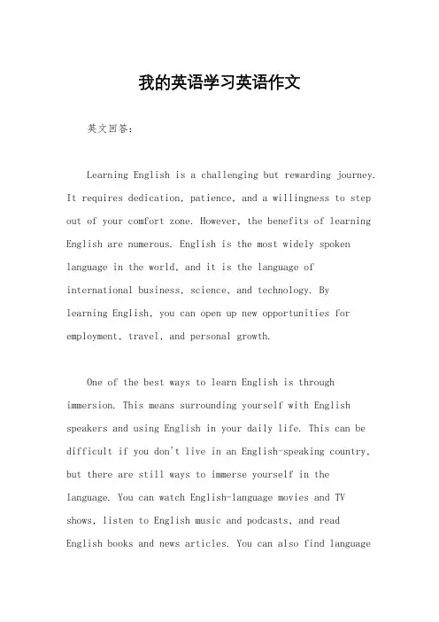 我的英语学习英语作文