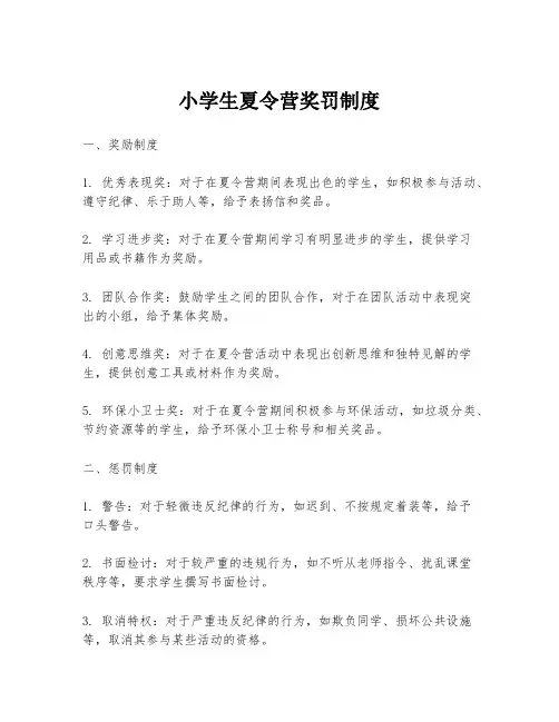 小学生夏令营奖罚制度