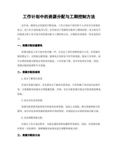 工作计划中的资源分配与工期控制方法