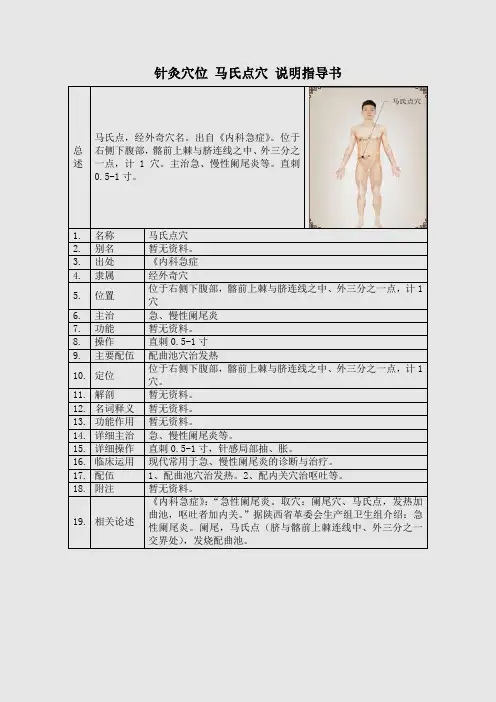 针灸穴位 马氏点穴 说明指导书