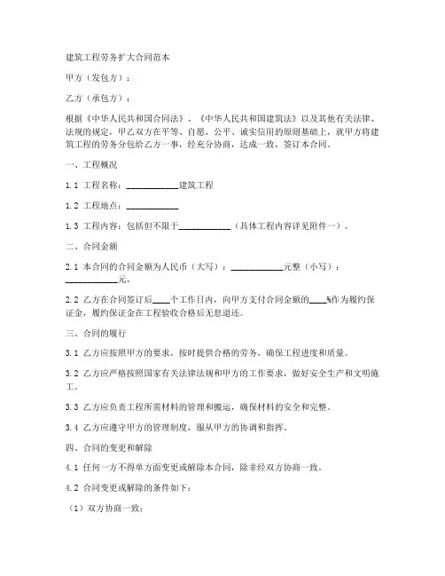 建筑工程劳务扩大合同范本