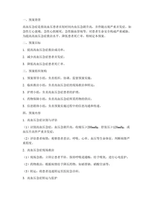 高血压急症处理预案模板