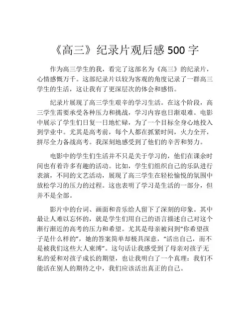 《高三》纪录片观后感500字