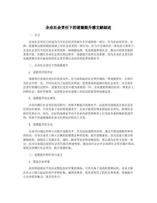 企业社会责任下的道德提升感文献综述