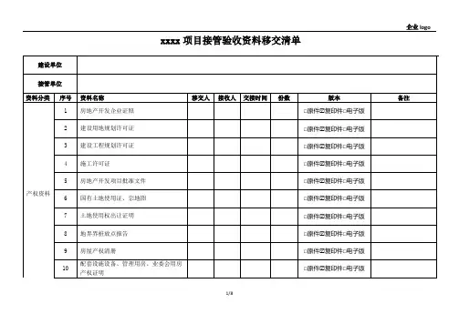 项目接管验收资料移交清单(附件)