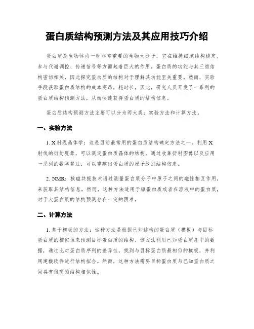 蛋白质结构预测方法及其应用技巧介绍