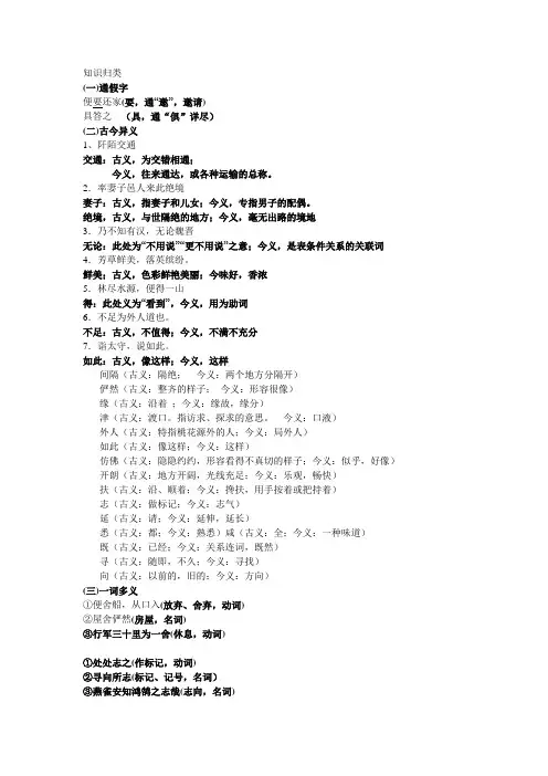 《桃花源记》知识归类