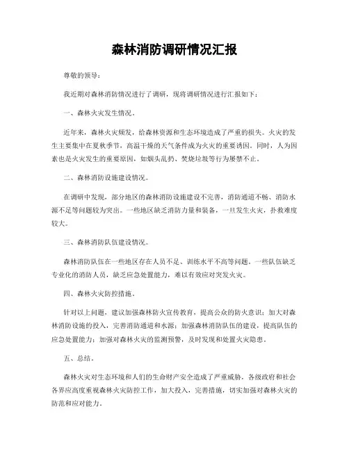 森林消防调研情况汇报