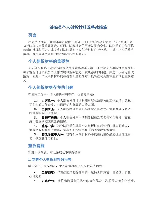 法院员个人剖析材料及整改措施
