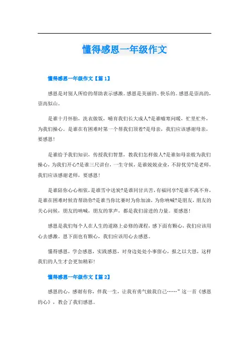 懂得感恩一年级作文