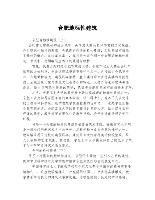 2023年关于1合肥地标性建筑