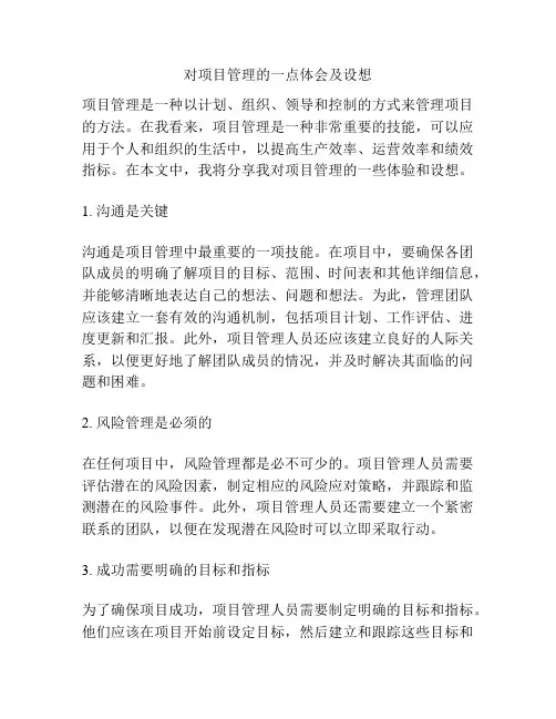 对项目管理的一点体会及设想
