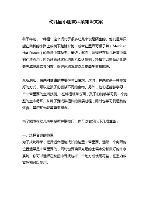 幼儿园小朋友种菜知识文案