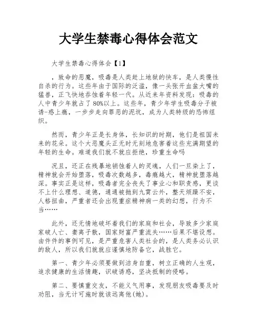 大学生禁毒心得体会范文