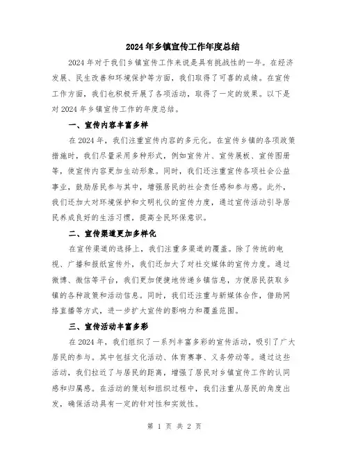 2024年乡镇宣传工作年度总结