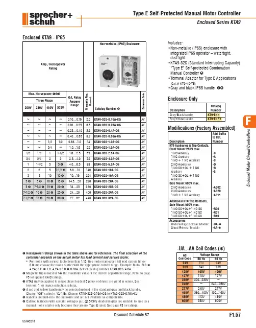 KTA9型号电机保护启动器说明书