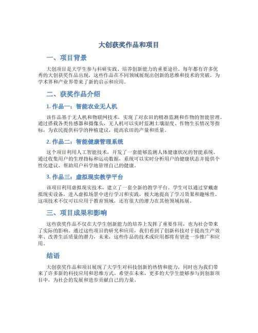 大创获奖作品和项目
