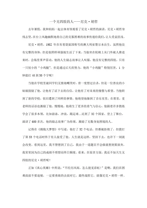 一个无四肢的人-尼克胡哲