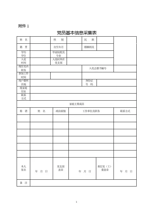 党员基本信息采集表123