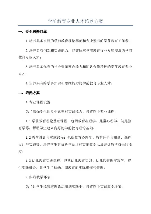 学前教育专业人才培养方案