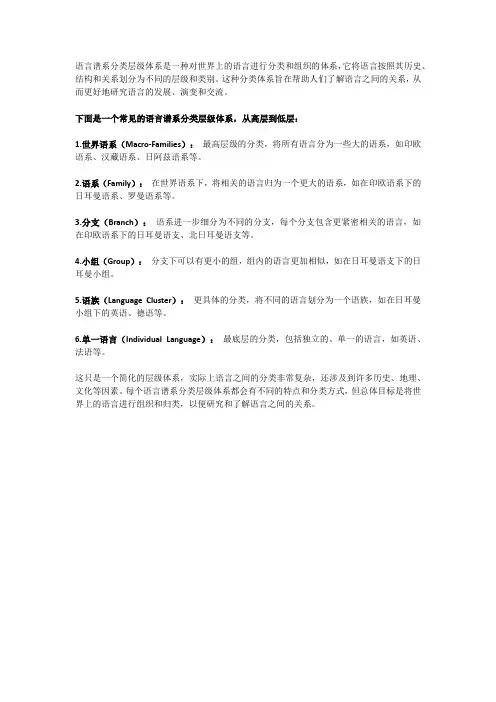 语言谱系分类层级体系