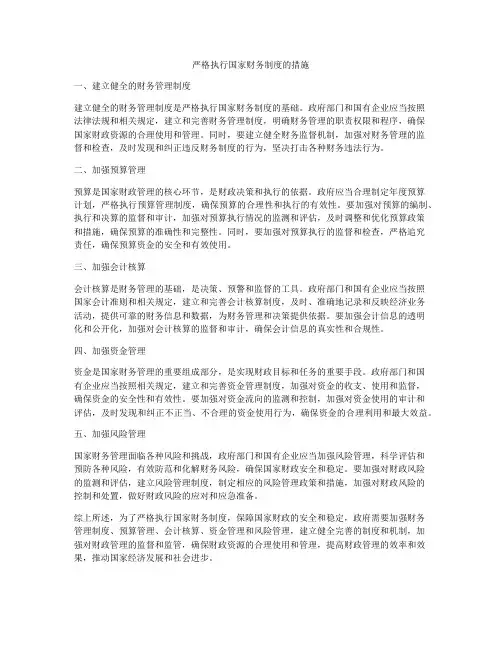 严格执行国家财务制度的措施