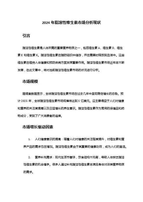 2024年脂溶性维生素市场分析现状