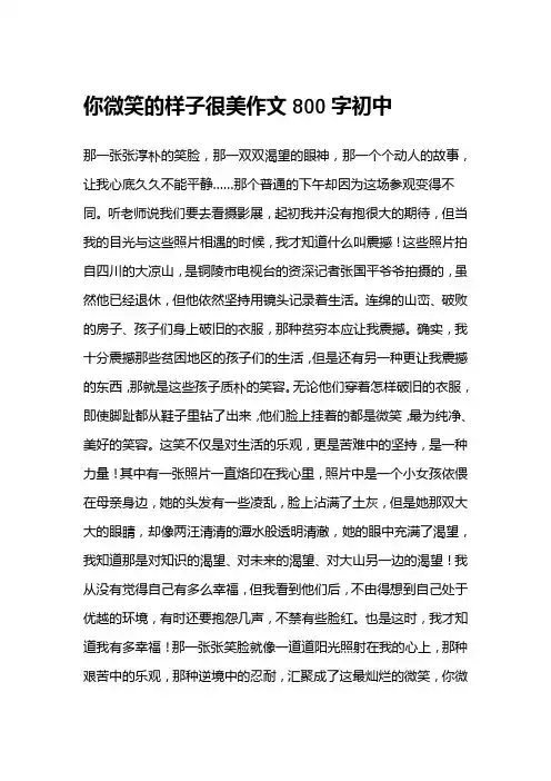 你微笑的样子很美作文800字初中