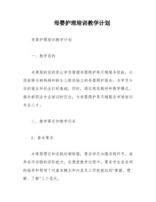 母婴护理培训教学计划