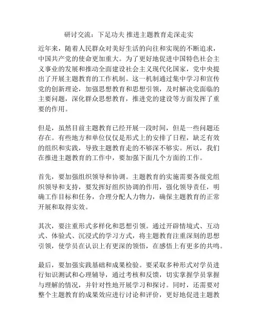 研讨交流：下足功夫 推进主题教育走深走实