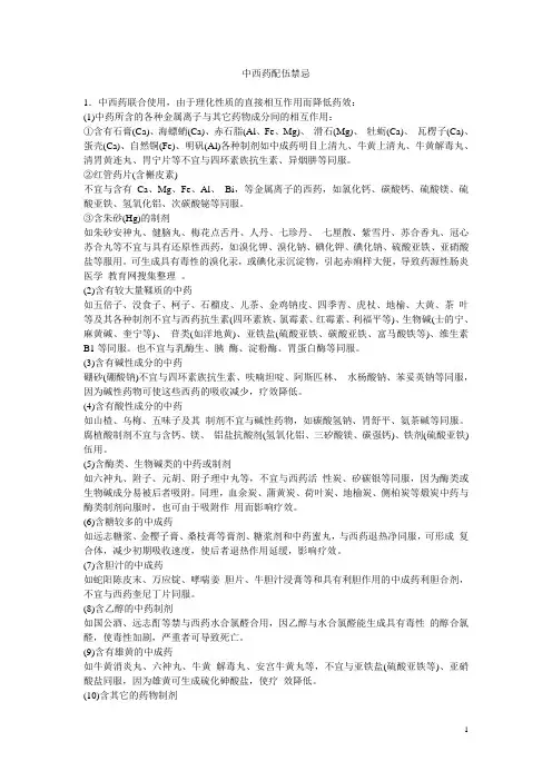 中西药配伍禁忌