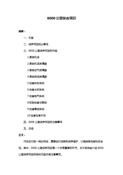 6000公里保养项目