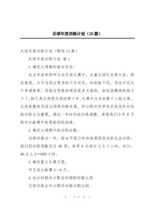 足球年度训练计划(15篇)