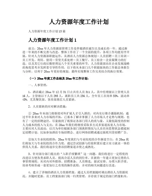 人力资源年度工作计划