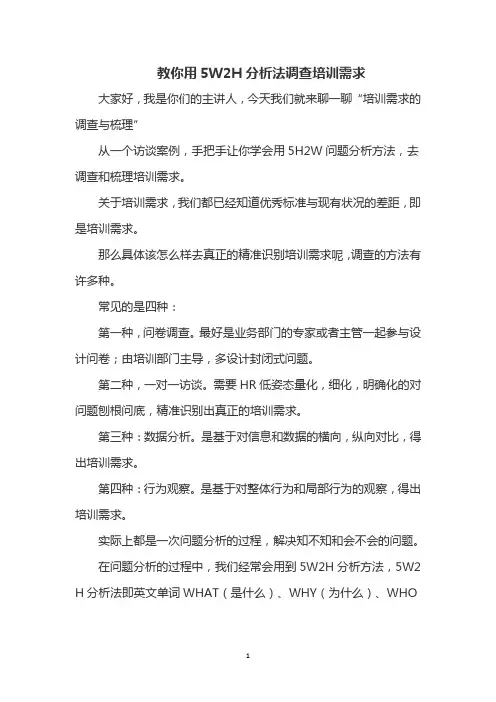 教你用5W2H分析法调查培训需求