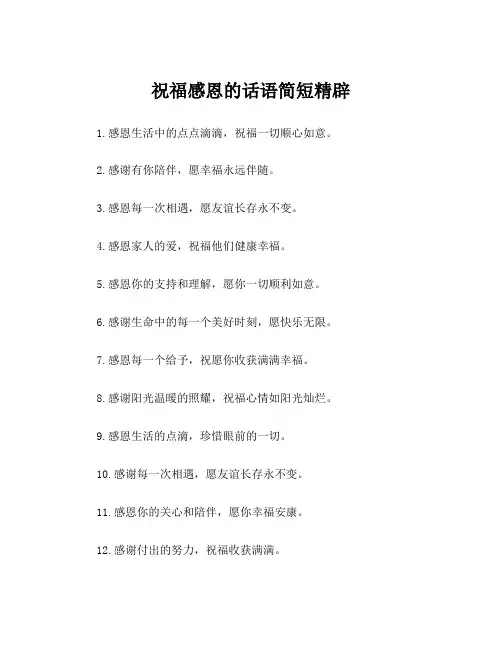 祝福感恩的话语简短精辟